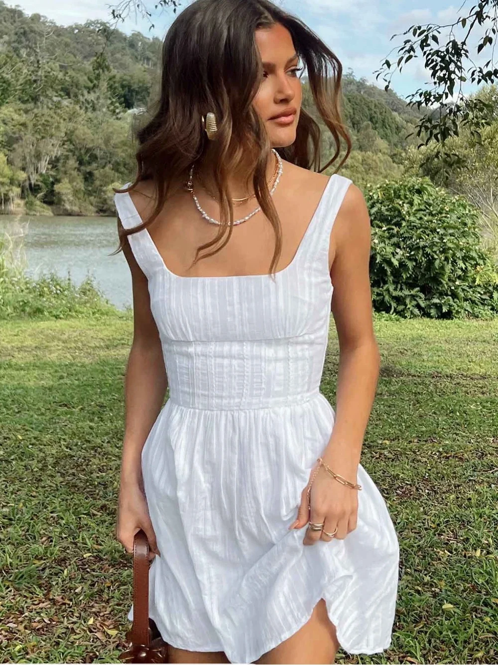 Princess Polly Lorinda Mini Dress in White - Picture 1 of 4